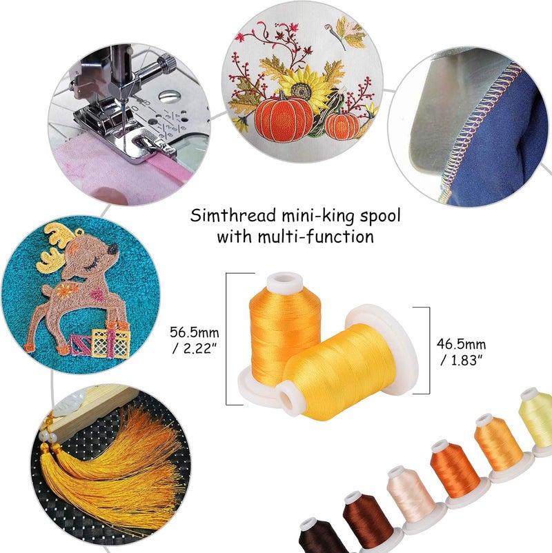 simthread Embroidery Machine Thread Kit 800Y 21 Spools Brown and Gold Colors for Professional Embroidery Design - Image 2